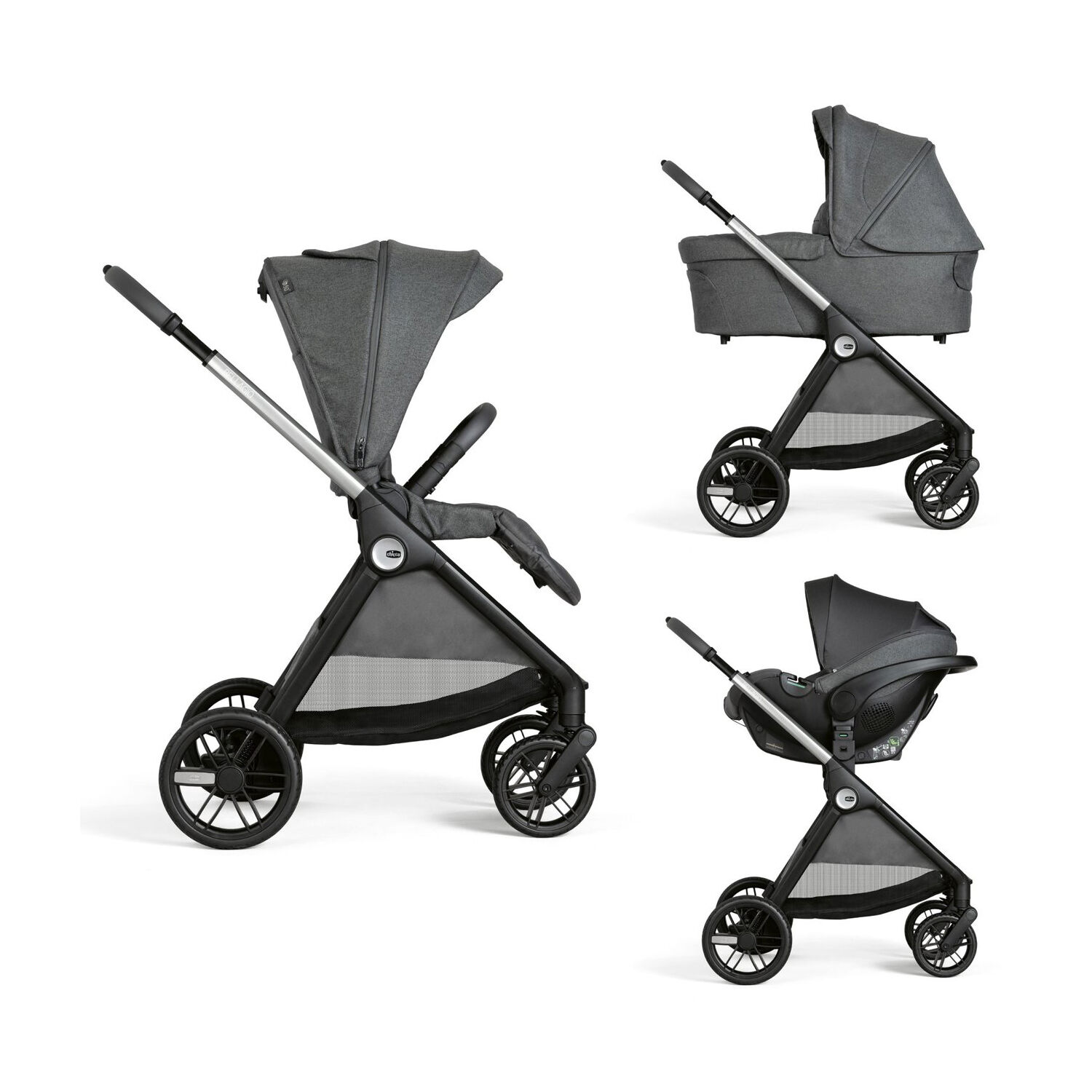 Chicco Baby Stroller Trio Bellagio Black Satin for Children up to 22kg