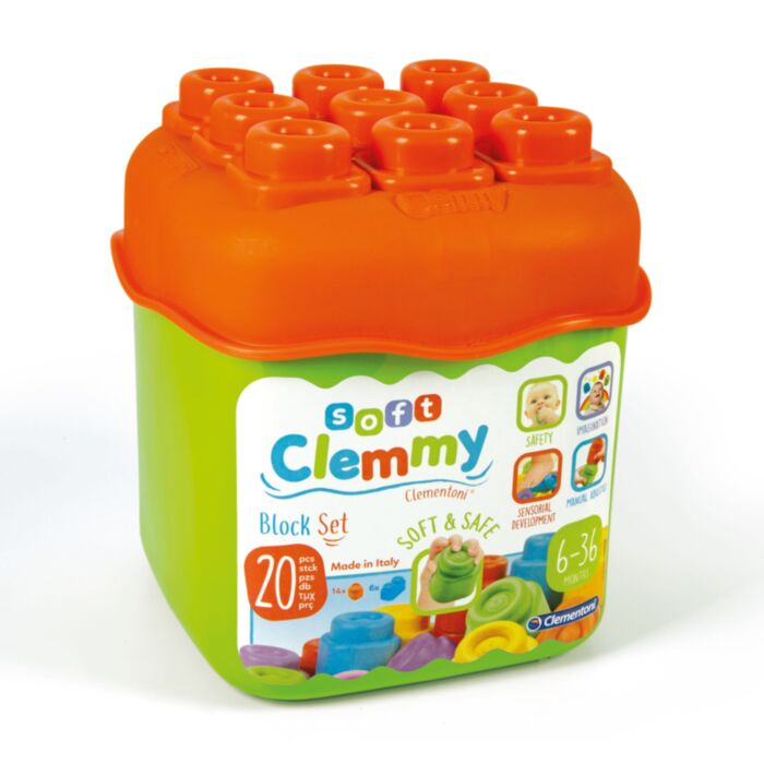 Soft Clemmy Baby Toddler Soft Premium Blocks Bucket 20 pcs For 6 36 Months