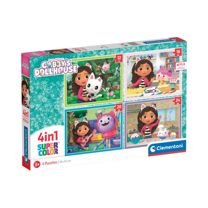 Clementoni Kids Puzzle 4 in 1 Super Color DreamWorks Gabby's Dollhouse 12-16-20-24 pcs