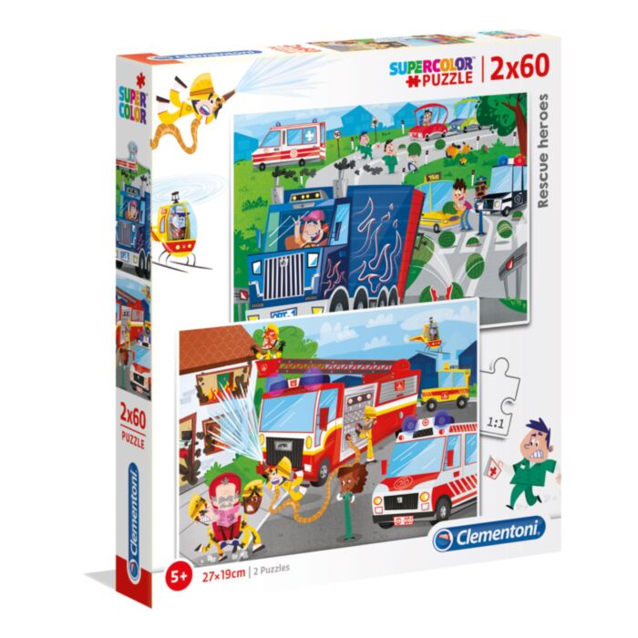 Clementoni Kids Puzzle Super Color Rescue Heroes 2x60 pcs