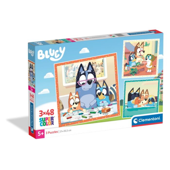 Clementoni Kids Puzzle Super Color Bluey 3x48 pcs