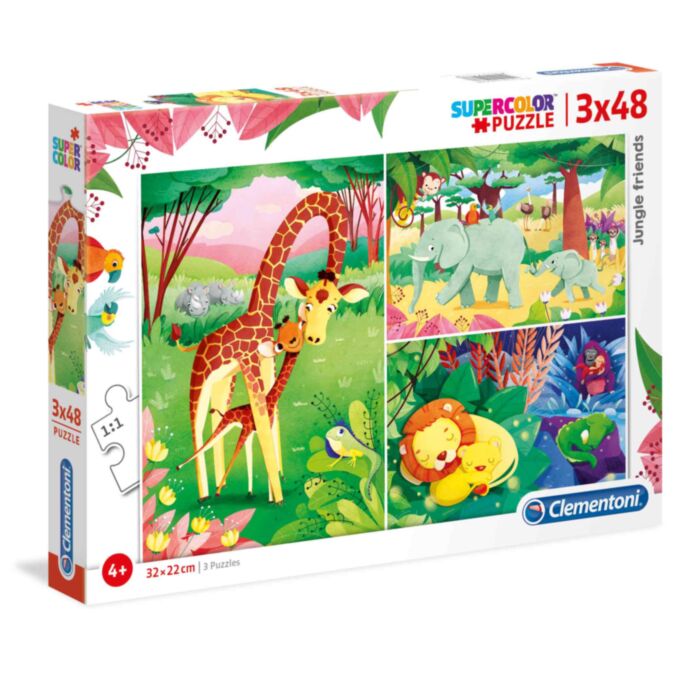 Clementoni Kids Puzzle Super Color Jungle Friends 3x48 pcs