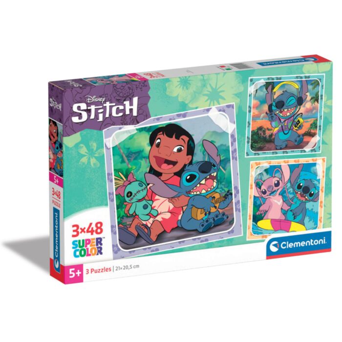 Clementoni Kids Puzzle Super Color Disney Stitch 3x48 pcs