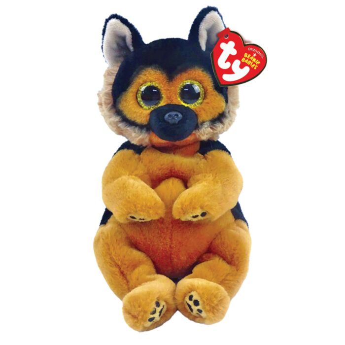 TY Beanie Bellies Ace Plush German Shepherd Dog Brown And Black 15cm