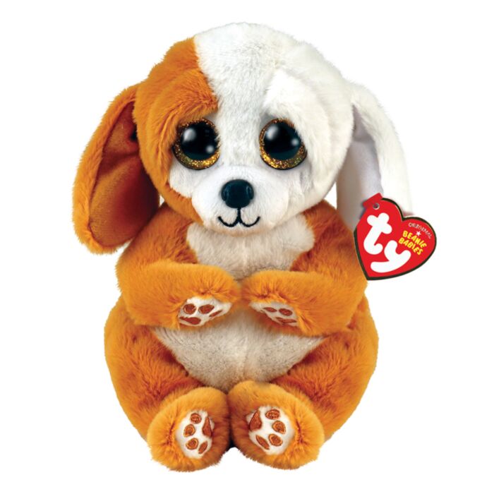 TY Beanie Bellies Ruggles Plush Dog Brown And White 15cm