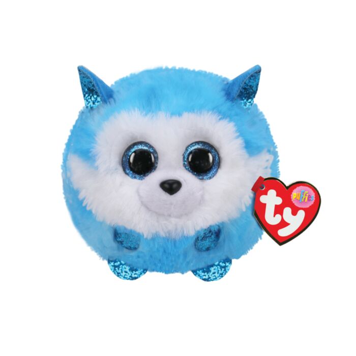TY Beanie Balls Prince Plush Husky Dog Light blue