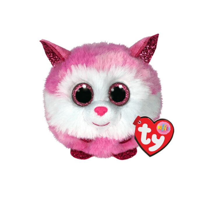 TY Beanie Balls Princess Plush Husky Dog Pink