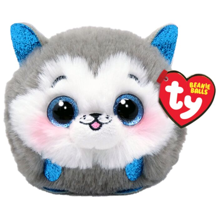TY Beanie Balls Slush Plush Dog Husky Grey