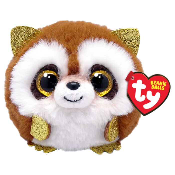 TY Beanie Balls Pickpocket Plush Raccoon Brown