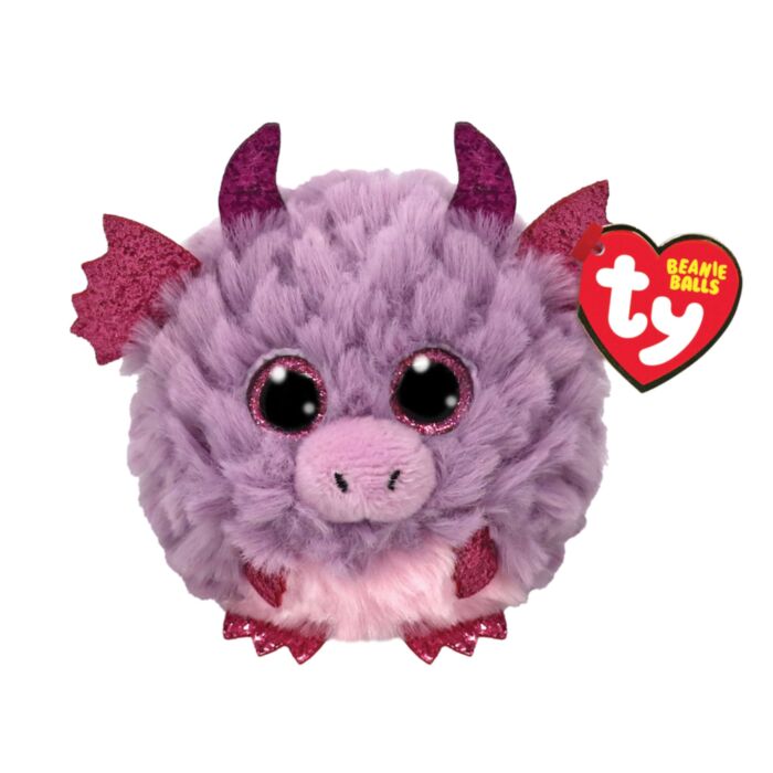 TY Beanie Balls Spark Plush Dragon Purple