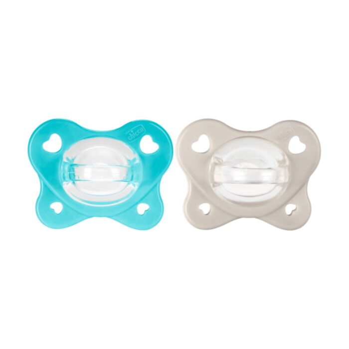 Chicco All Silicone Pacifiers PhysioForma Dual Soft Blue For 6-16 Months 2pcs