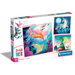Clementoni Kids Puzzle Super Color Fantastic Creatures 3x48 pcs ...